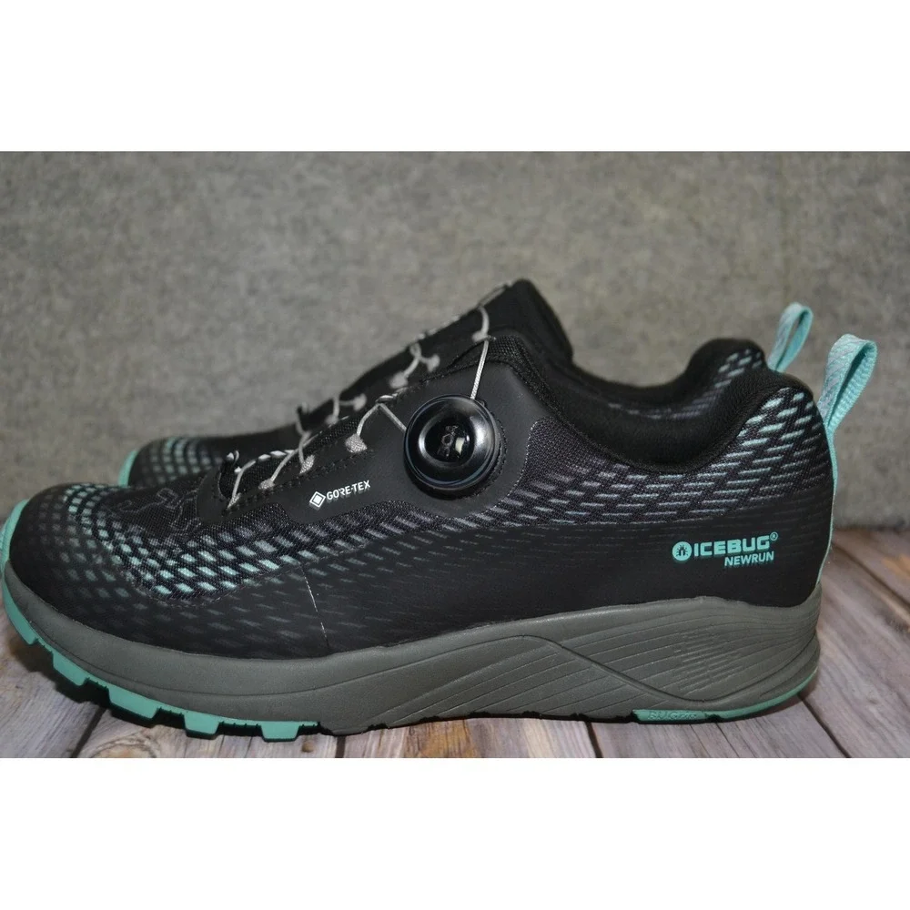 Icebug‎ NewRun W BUGrip GTX Shoes Womens Size 10.5 Black Gore-Tex Spikes Running